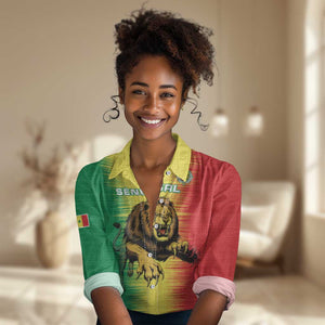 Custom Afro Senegal Football Women Casual Shirt Lions of Teranga - Flag Style