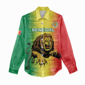 Custom Afro Senegal Football Women Casual Shirt Lions of Teranga - Flag Style