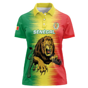 Custom Afro Senegal Football Women Polo Shirt Lions of Teranga - Flag Style