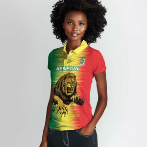 Custom Afro Senegal Football Women Polo Shirt Lions of Teranga - Flag Style