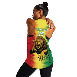 Custom Afro Senegal Football Women Racerback Tank Lions of Teranga - Flag Style