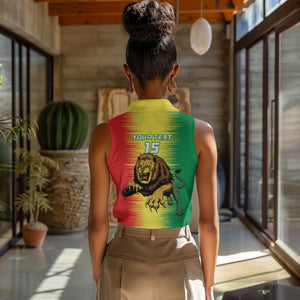 Custom Afro Senegal Football Women Sleeveless Polo Shirt Lions of Teranga - Flag Style