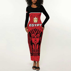 Egypt Football Custom Long Sleeve Bodycon Dress Ancient Egypt Style