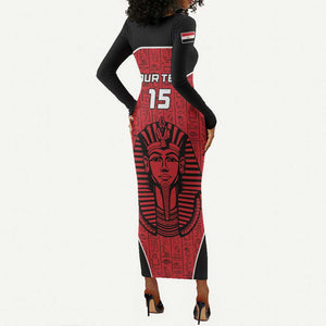 Egypt Football Custom Long Sleeve Bodycon Dress Ancient Egypt Style