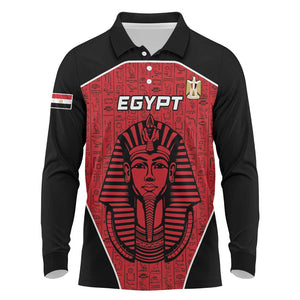 Egypt Football Custom Long Sleeve Polo Shirt Ancient Egypt Style