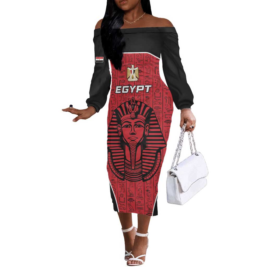 Egypt Football Custom Off The Shoulder Long Sleeve Dress Ancient Egypt Style