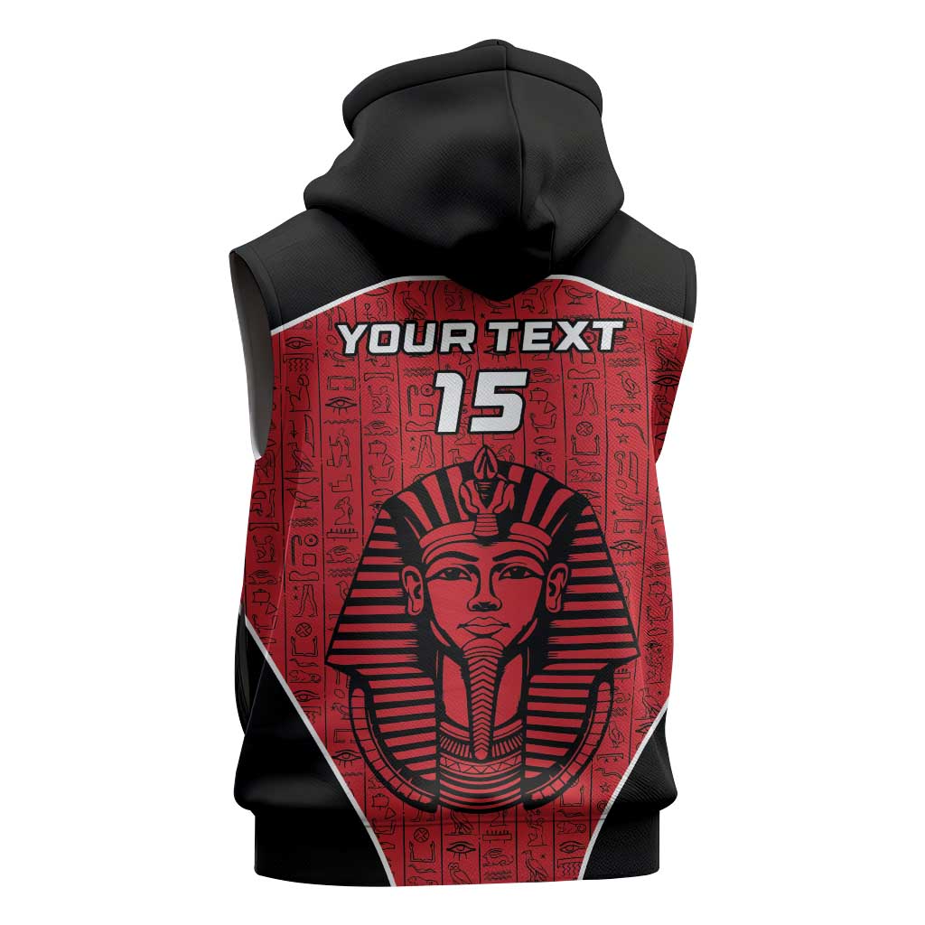 Egypt Football Custom Sleeveless Zip Hoodie Ancient Egypt Style - African Pride