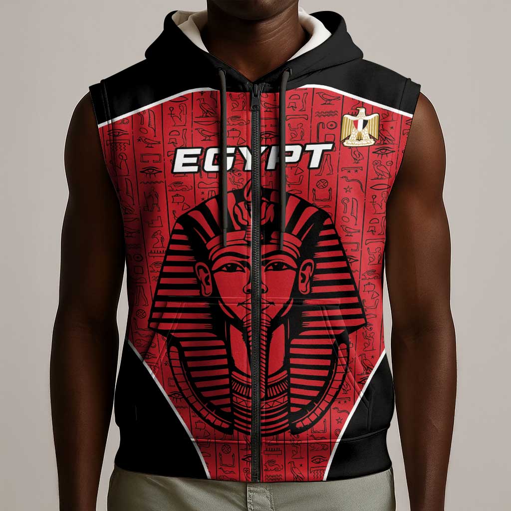 Egypt Football Custom Sleeveless Zip Hoodie Ancient Egypt Style - African Pride