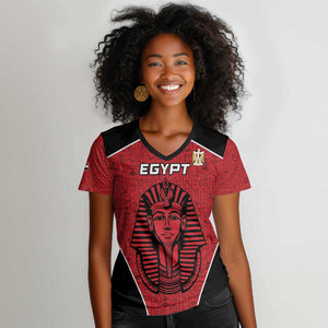 Egypt Football Custom Women V-Neck T-Shirt Ancient Egypt Style