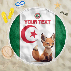 Custom Algeria Football Beach Blanket Fennec Foxes With Islamic Pattern