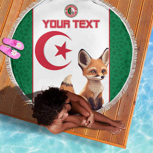 Custom Algeria Football Beach Blanket Fennec Foxes With Islamic Pattern