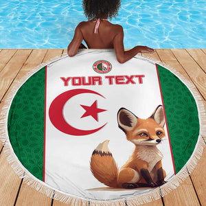 Custom Algeria Football Beach Blanket Fennec Foxes With Islamic Pattern