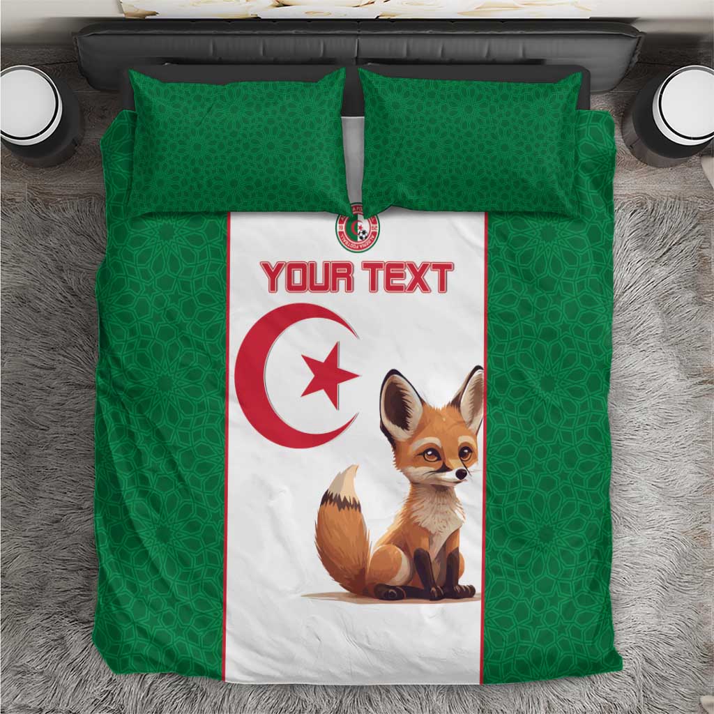 Custom Algeria Football Bedding Set Fennec Foxes With Islamic Pattern