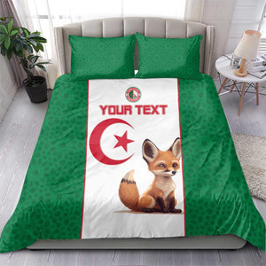 Custom Algeria Football Bedding Set Fennec Foxes With Islamic Pattern