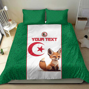 Custom Algeria Football Bedding Set Fennec Foxes With Islamic Pattern