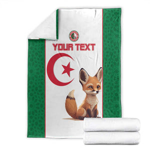 Custom Algeria Football Blanket Fennec Foxes With Islamic Pattern