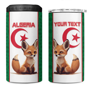 Custom Algeria Football 4 in 1 Can Cooler Tumbler Fennec Foxes With Islamic Pattern