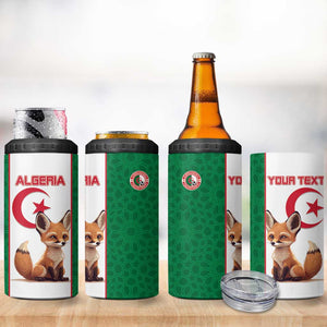 Custom Algeria Football 4 in 1 Can Cooler Tumbler Fennec Foxes With Islamic Pattern