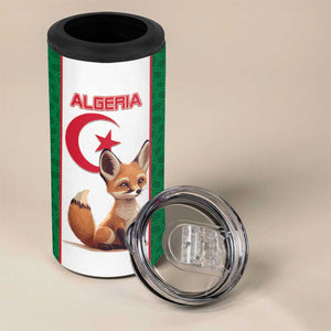 Custom Algeria Football 4 in 1 Can Cooler Tumbler Fennec Foxes With Islamic Pattern