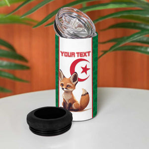 Custom Algeria Football 4 in 1 Can Cooler Tumbler Fennec Foxes With Islamic Pattern