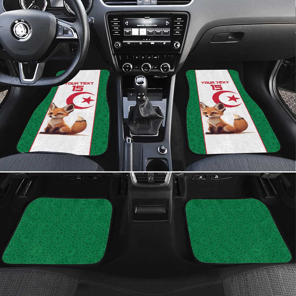 Custom Algeria Football Car Mats Fennec Foxes With Islamic Pattern