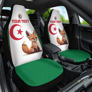 Custom Algeria Football Car Seat Cover Fennec Foxes With Islamic Pattern