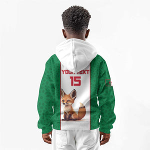 Custom Algeria Football Kid Hoodie Fennec Foxes With Islamic Pattern