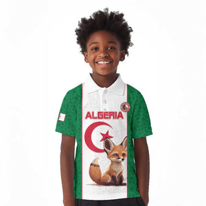 Custom Algeria Football Kid Polo Shirt Fennec Foxes With Islamic Pattern