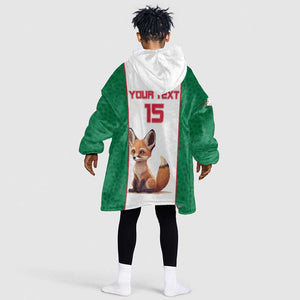 Custom Algeria Football Kid Wearable Blanket Hoodie Fennec Foxes With Islamic Pattern