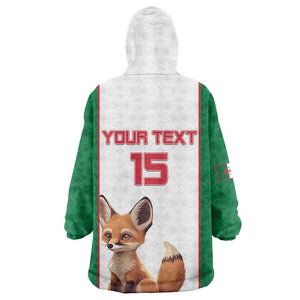 Custom Algeria Football Kid Wearable Blanket Hoodie Fennec Foxes With Islamic Pattern