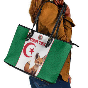 Custom Algeria Football Leather Tote Bag Fennec Foxes With Islamic Pattern