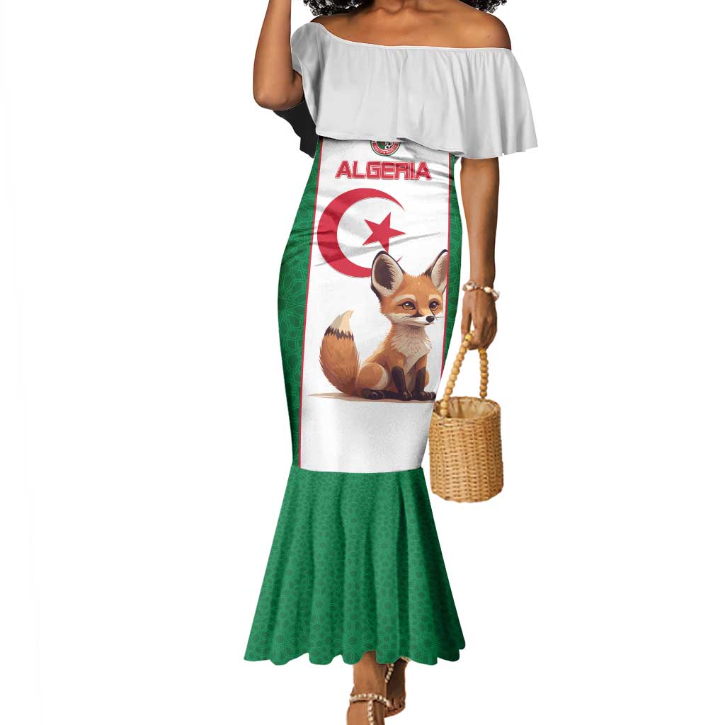 Custom Algeria Football Mermaid Dress Fennec Foxes With Islamic Pattern