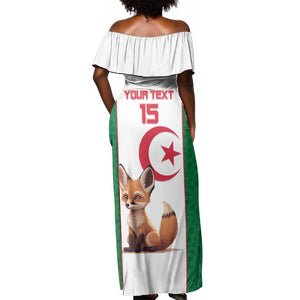 Custom Algeria Football Off Shoulder Maxi Dress Fennec Foxes With Islamic Pattern