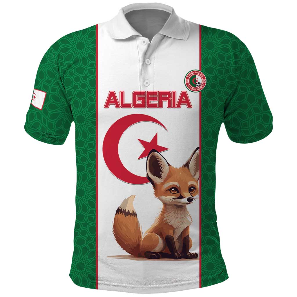 Custom Algeria Football Polo Shirt Fennec Foxes With Islamic Pattern