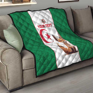 Custom Algeria Football Quilt Fennec Foxes With Islamic Pattern