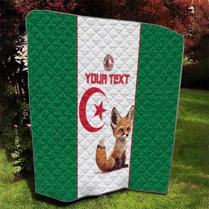 Custom Algeria Football Quilt Fennec Foxes With Islamic Pattern