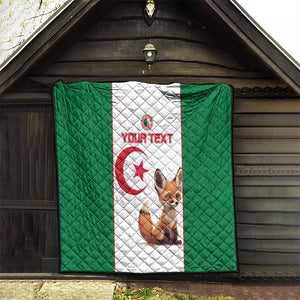 Custom Algeria Football Quilt Fennec Foxes With Islamic Pattern