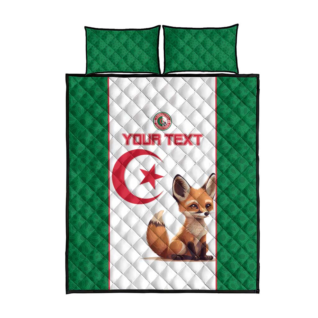Custom Algeria Football Quilt Bed Set Fennec Foxes With Islamic Pattern