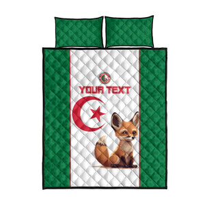 Custom Algeria Football Quilt Bed Set Fennec Foxes With Islamic Pattern