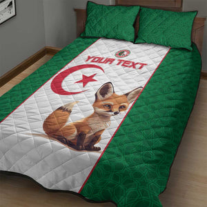 Custom Algeria Football Quilt Bed Set Fennec Foxes With Islamic Pattern