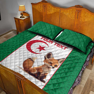 Custom Algeria Football Quilt Bed Set Fennec Foxes With Islamic Pattern