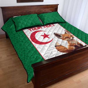 Custom Algeria Football Quilt Bed Set Fennec Foxes With Islamic Pattern