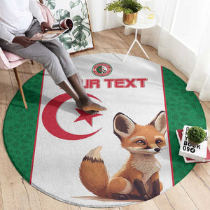 Custom Algeria Football Round Carpet Fennec Foxes With Islamic Pattern