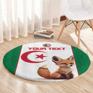 Custom Algeria Football Round Carpet Fennec Foxes With Islamic Pattern