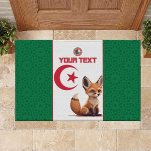 Custom Algeria Football Rubber Doormat Fennec Foxes With Islamic Pattern