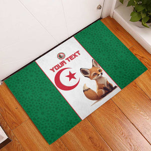 Custom Algeria Football Rubber Doormat Fennec Foxes With Islamic Pattern