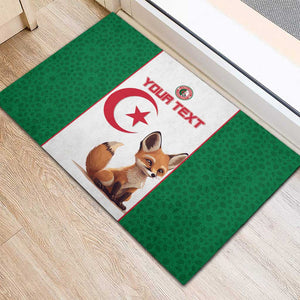 Custom Algeria Football Rubber Doormat Fennec Foxes With Islamic Pattern