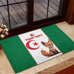 Custom Algeria Football Rubber Doormat Fennec Foxes With Islamic Pattern