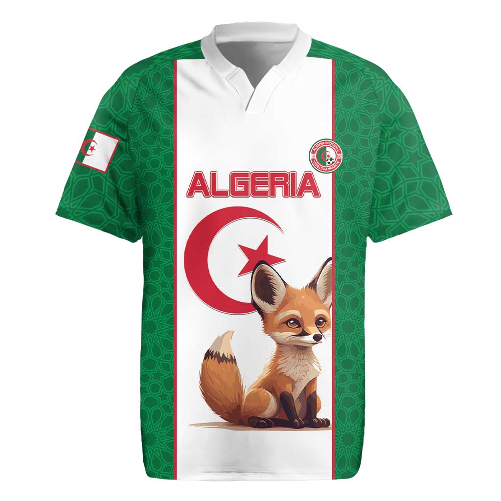 Custom Algeria Football Rugby Jersey Fennec Foxes With Islamic Pattern