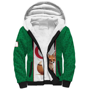 Custom Algeria Football Sherpa Hoodie Fennec Foxes With Islamic Pattern